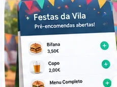 Exemplo de aplicação para pré-encomendas numa festa